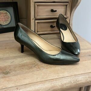 Cole Haan Nike Air Heels Leather Metallic Dark Green 6AA Narrow